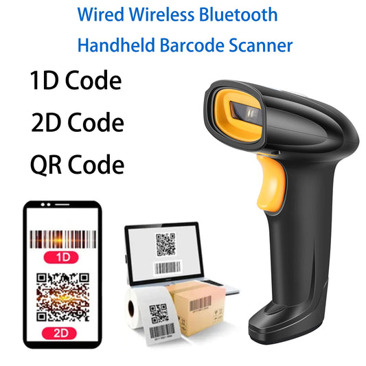 Scanner de Codes-Barres 1D et 2D 3-en-1 avec Bluetooth, USB et Sans Fil